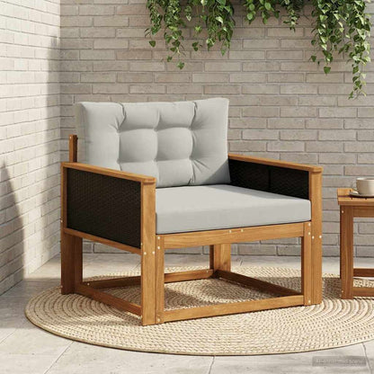Buiten Midden Sofa Massief Acaciahout Naturel Zwart riet