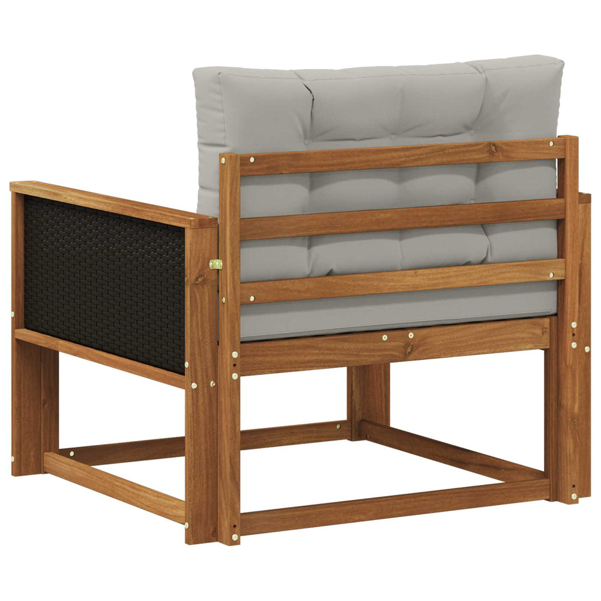 Buiten Midden Sofa Massief Acaciahout Naturel Zwart riet