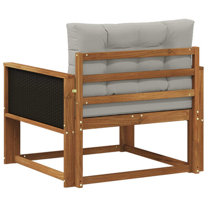 Buiten Midden Sofa Massief Acaciahout Naturel Zwart riet