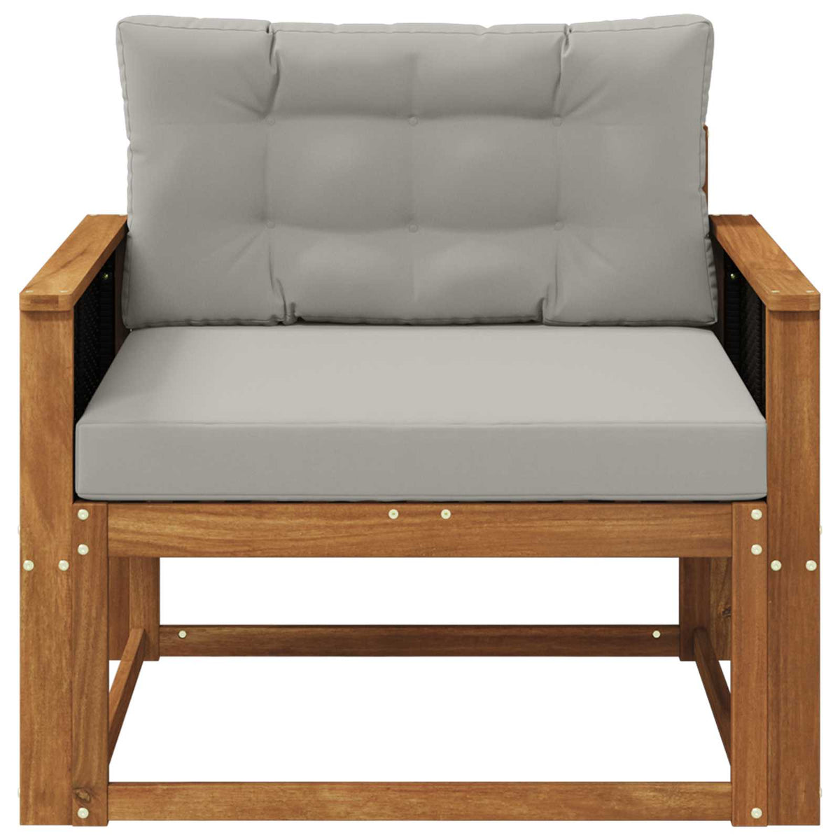 Buiten Midden Sofa Massief Acaciahout Naturel Zwart riet