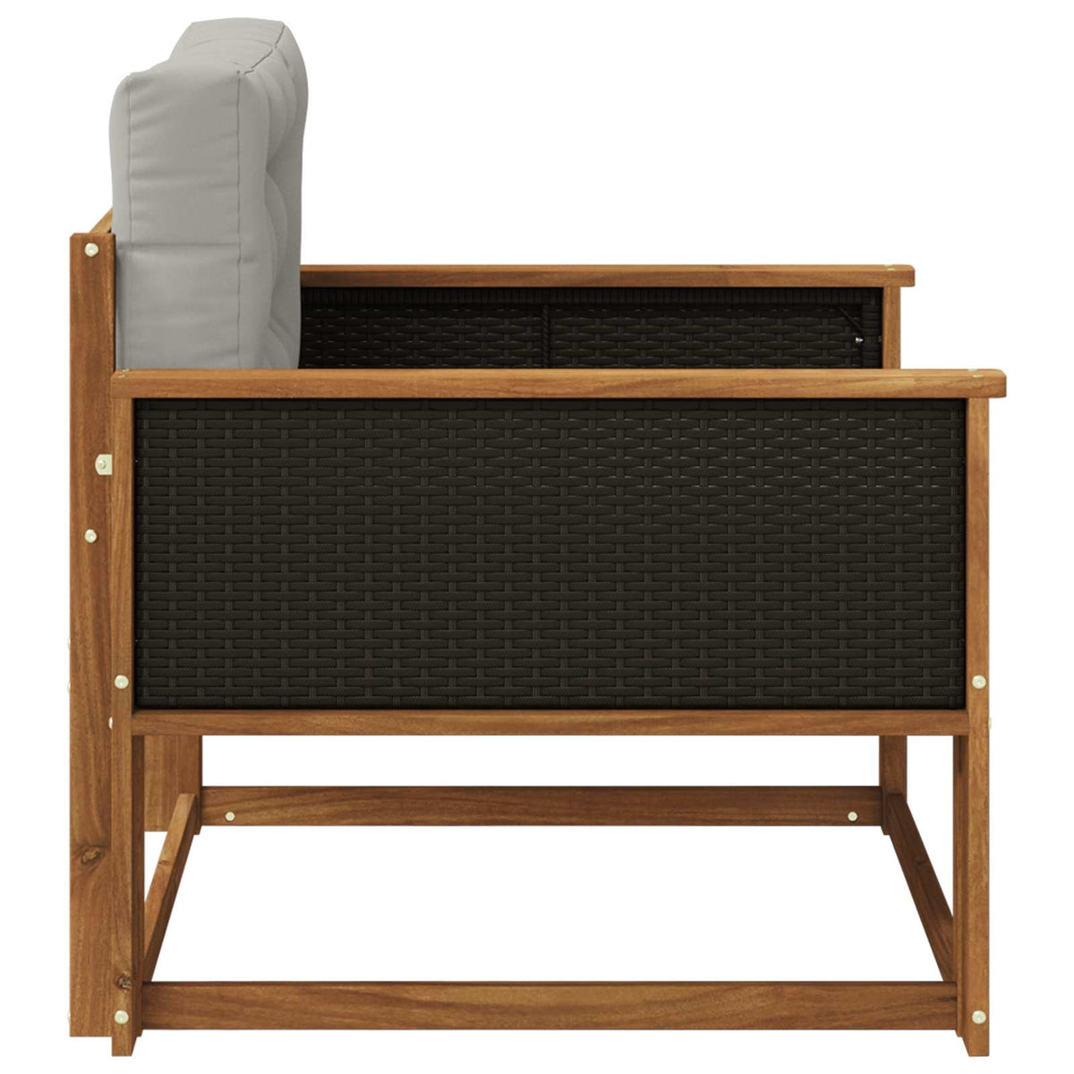 Buiten Midden Sofa Massief Acaciahout Naturel Zwart riet