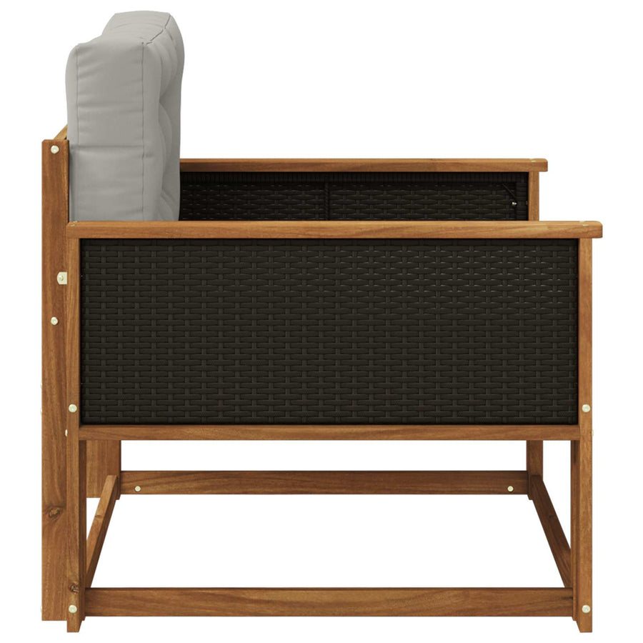 Buiten Midden Sofa Massief Acaciahout Naturel Zwart riet