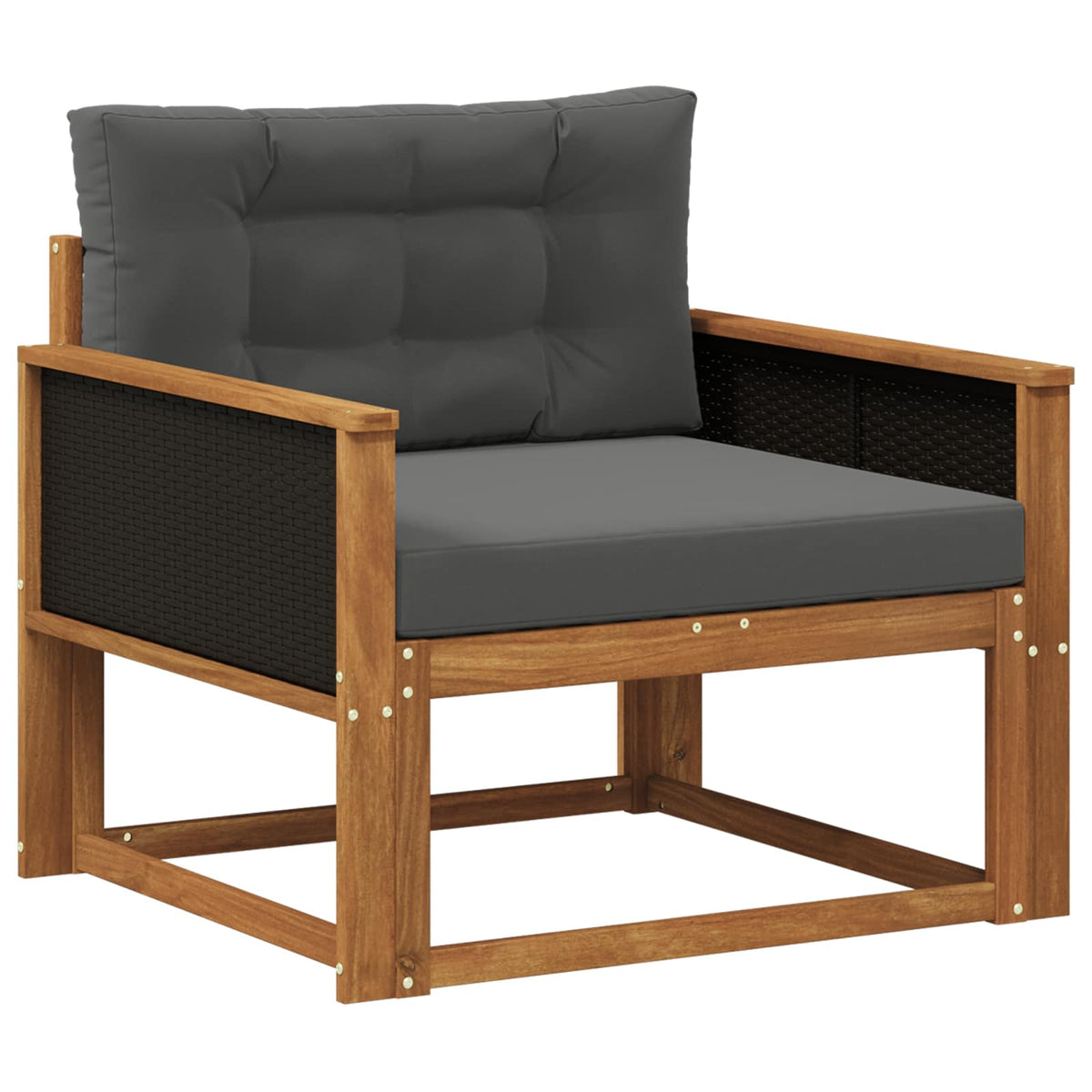 Buiten Midden Sofa Massief Acaciahout Naturel Zwart riet