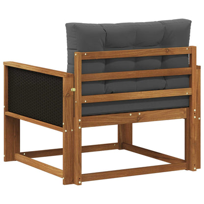 Buiten Midden Sofa Massief Acaciahout Naturel Zwart riet