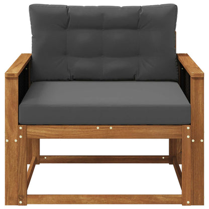 Buiten Midden Sofa Massief Acaciahout Naturel Zwart riet