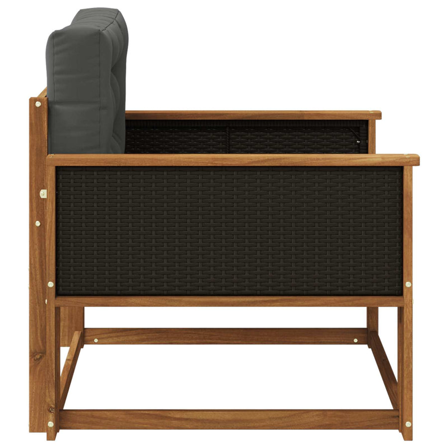 Buiten Midden Sofa Massief Acaciahout Naturel Zwart riet