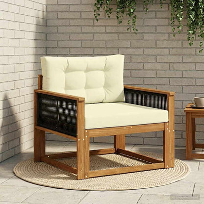 Buiten Midden Sofa Massief Acaciahout Naturel Zwart touw