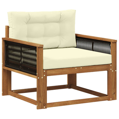 Buiten Midden Sofa Massief Acaciahout Naturel Zwart touw