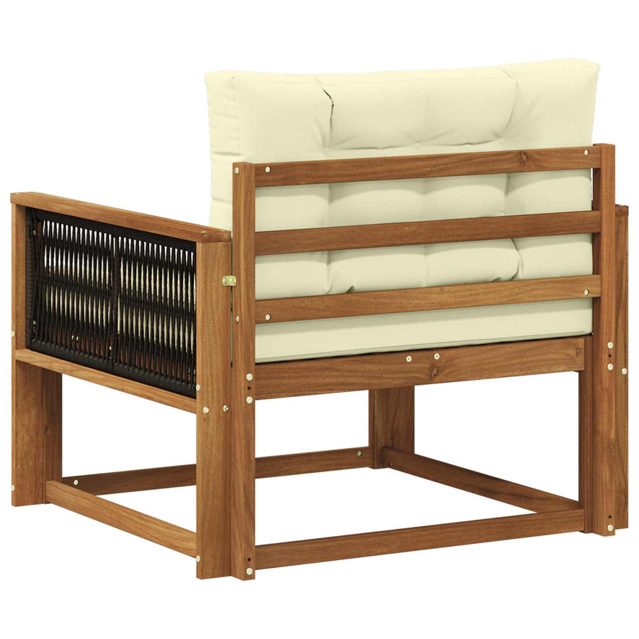 Buiten Midden Sofa Massief Acaciahout Naturel Zwart touw
