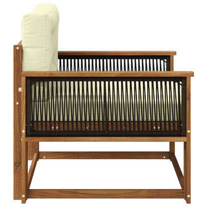 Buiten Midden Sofa Massief Acaciahout Naturel Zwart touw