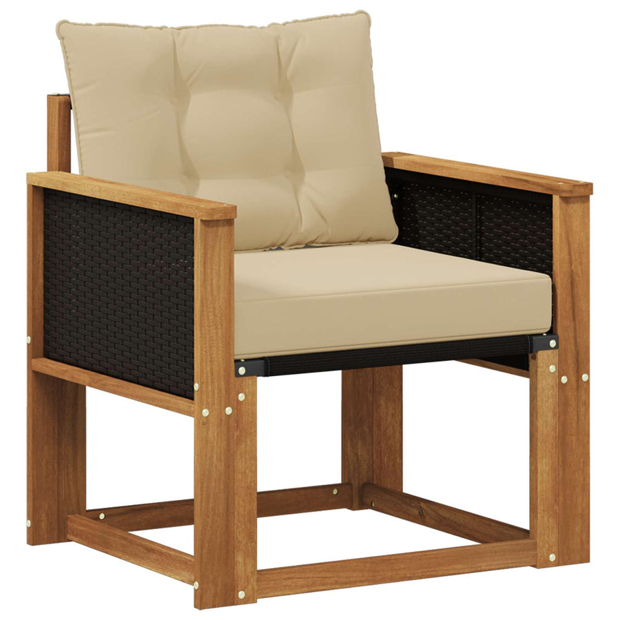Buiten Midden Sofa Massief Acaciahout Naturel Zwart riet