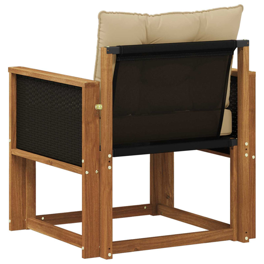 Buiten Midden Sofa Massief Acaciahout Naturel Zwart riet