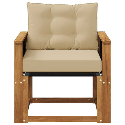 Buiten Midden Sofa Massief Acaciahout Naturel Zwart riet