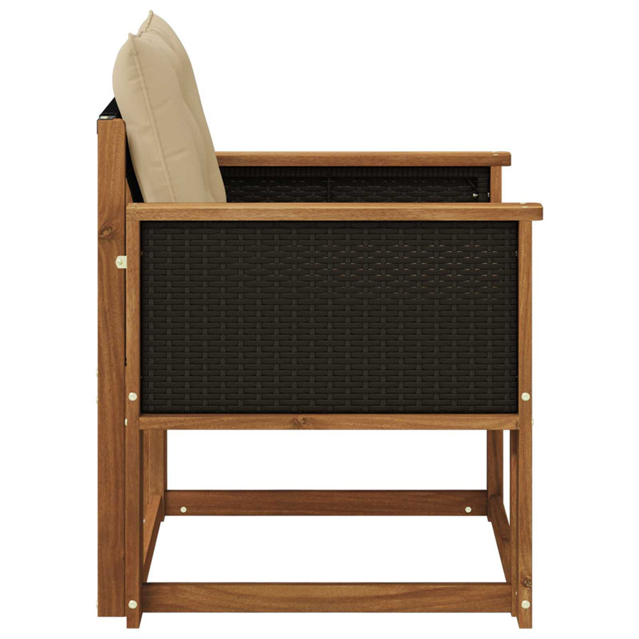 Buiten Midden Sofa Massief Acaciahout Naturel Zwart riet