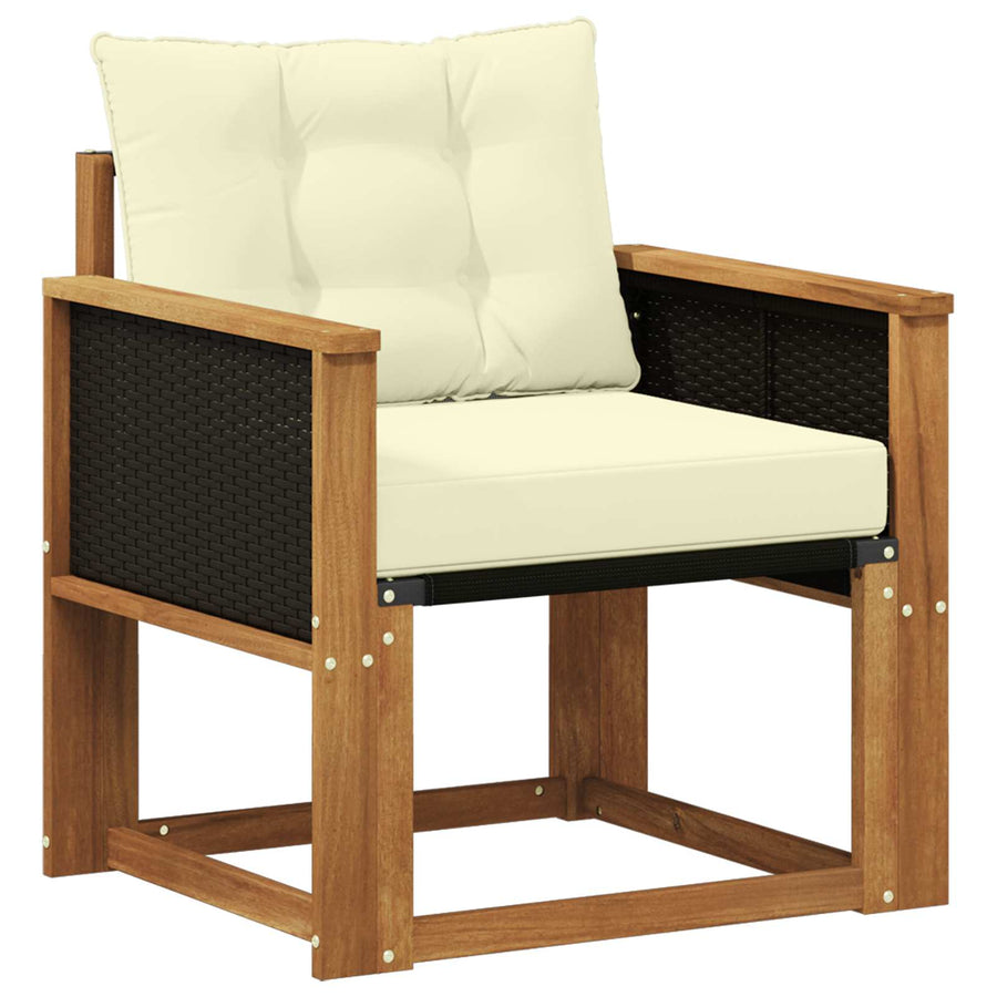 Buiten Midden Sofa Massief Acaciahout Naturel Zwart riet