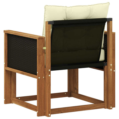 Buiten Midden Sofa Massief Acaciahout Naturel Zwart riet