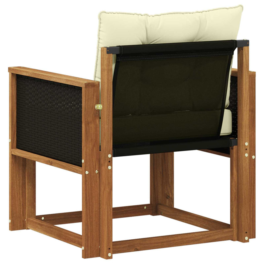 Buiten Midden Sofa Massief Acaciahout Naturel Zwart riet