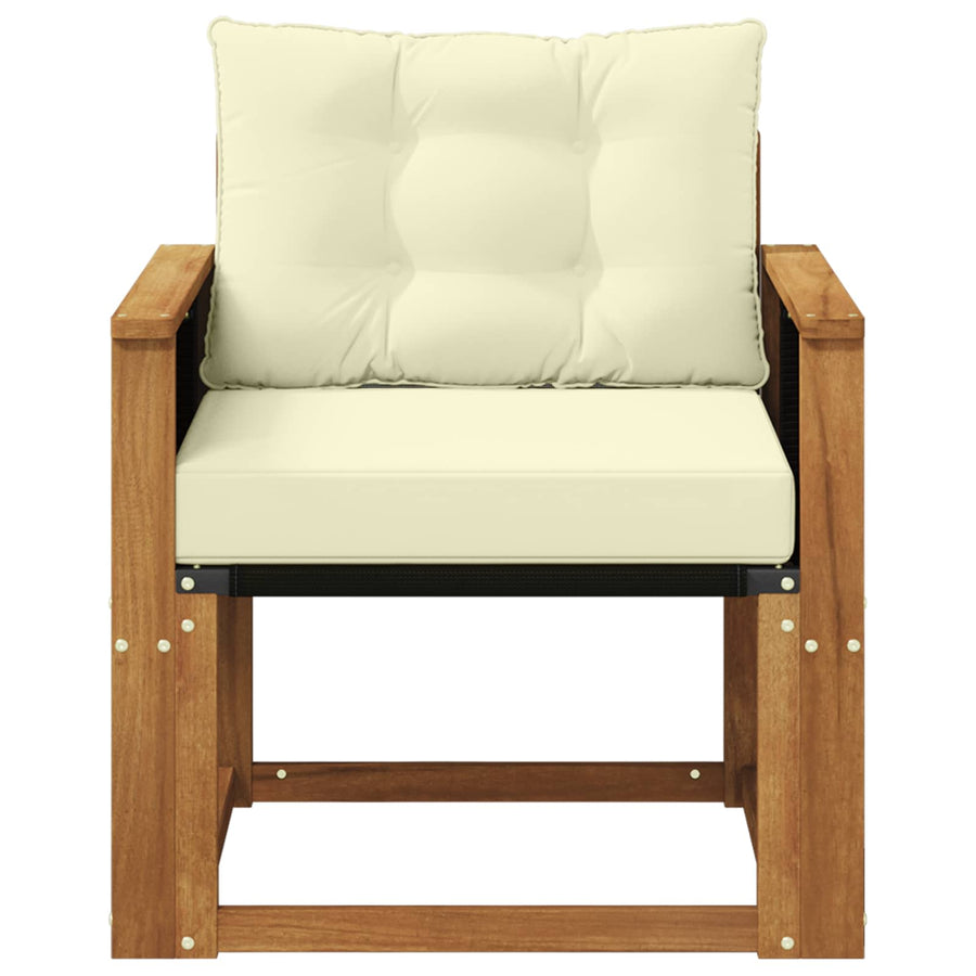 Buiten Midden Sofa Massief Acaciahout Naturel Zwart riet