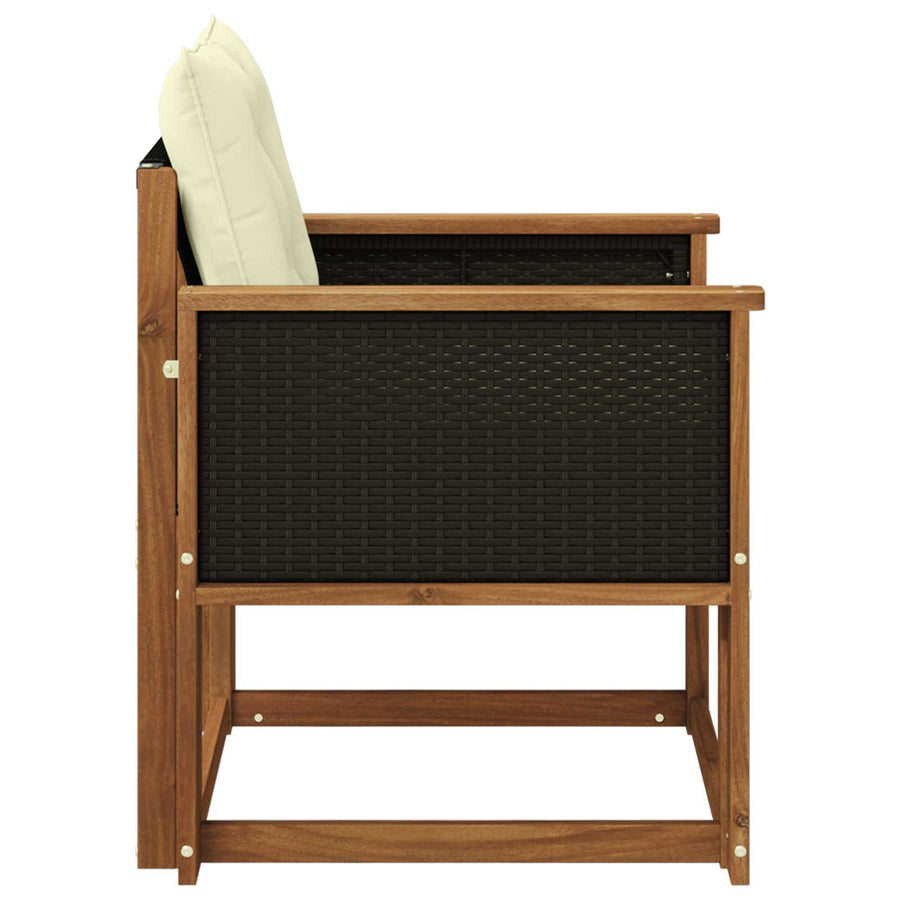 Buiten Midden Sofa Massief Acaciahout Naturel Zwart riet