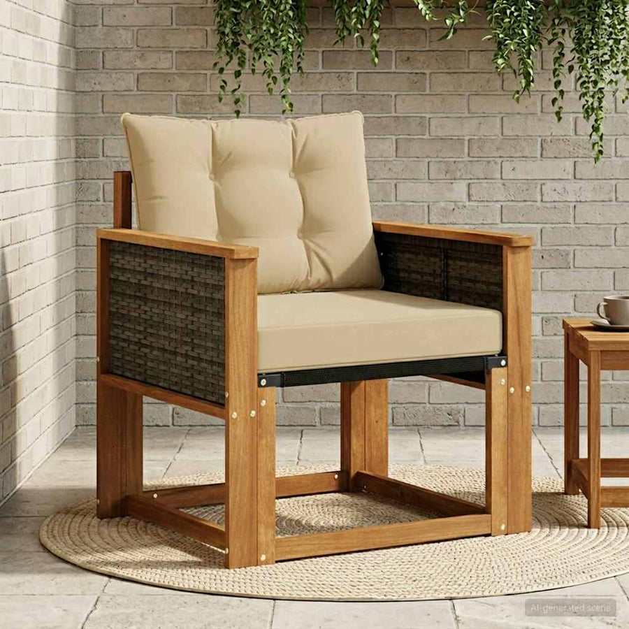 Buiten Midden Sofa Massief Acaciahout Naturel Grijs riet