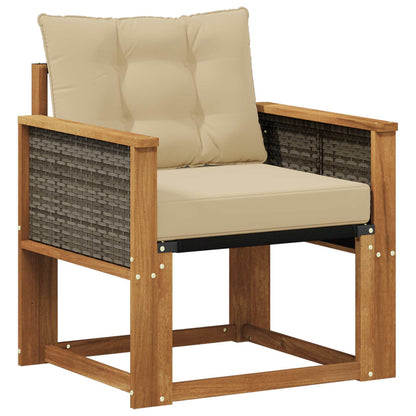 Buiten Midden Sofa Massief Acaciahout Naturel Grijs riet
