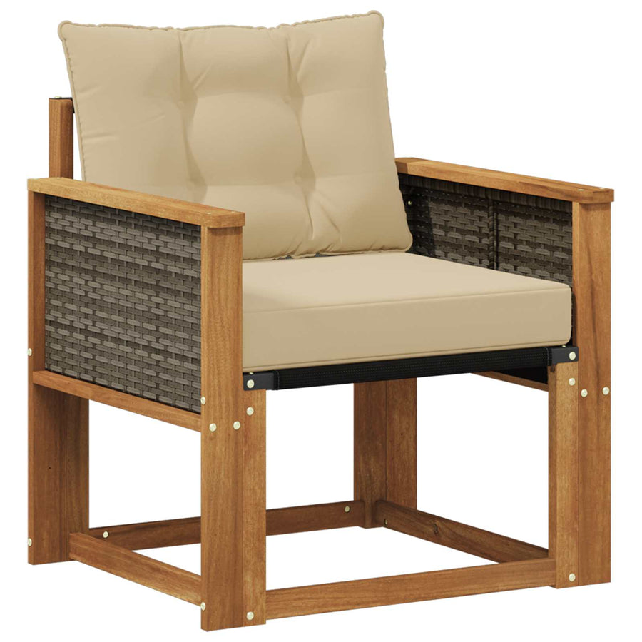 Buiten Midden Sofa Massief Acaciahout Naturel Grijs riet