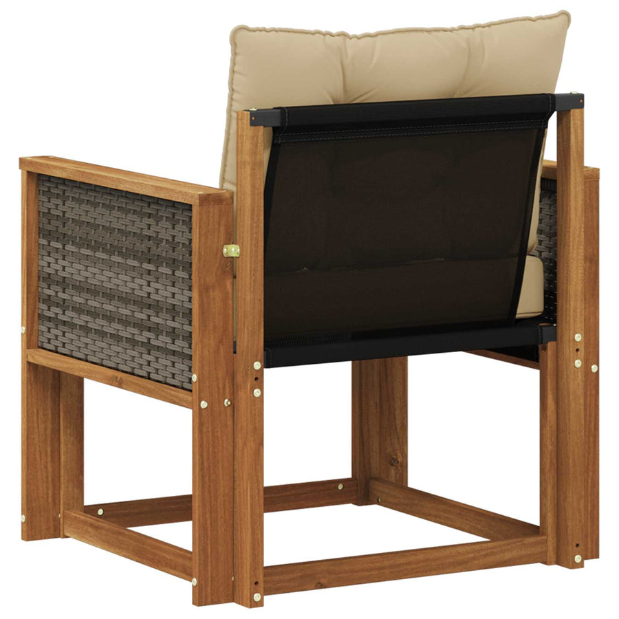 Buiten Midden Sofa Massief Acaciahout Naturel Grijs riet