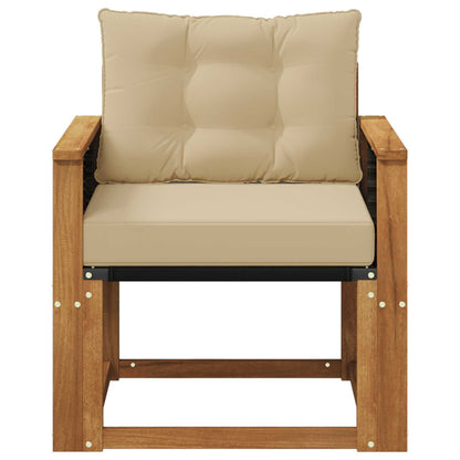 Buiten Midden Sofa Massief Acaciahout Naturel Grijs riet