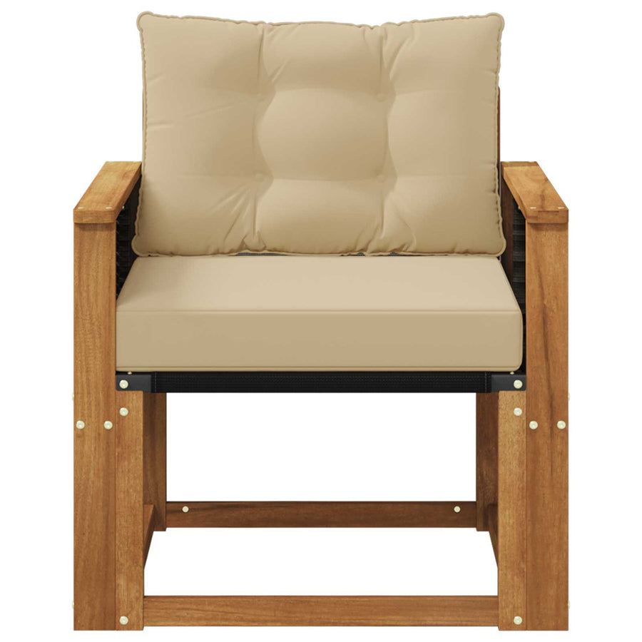 Buiten Midden Sofa Massief Acaciahout Naturel Grijs riet