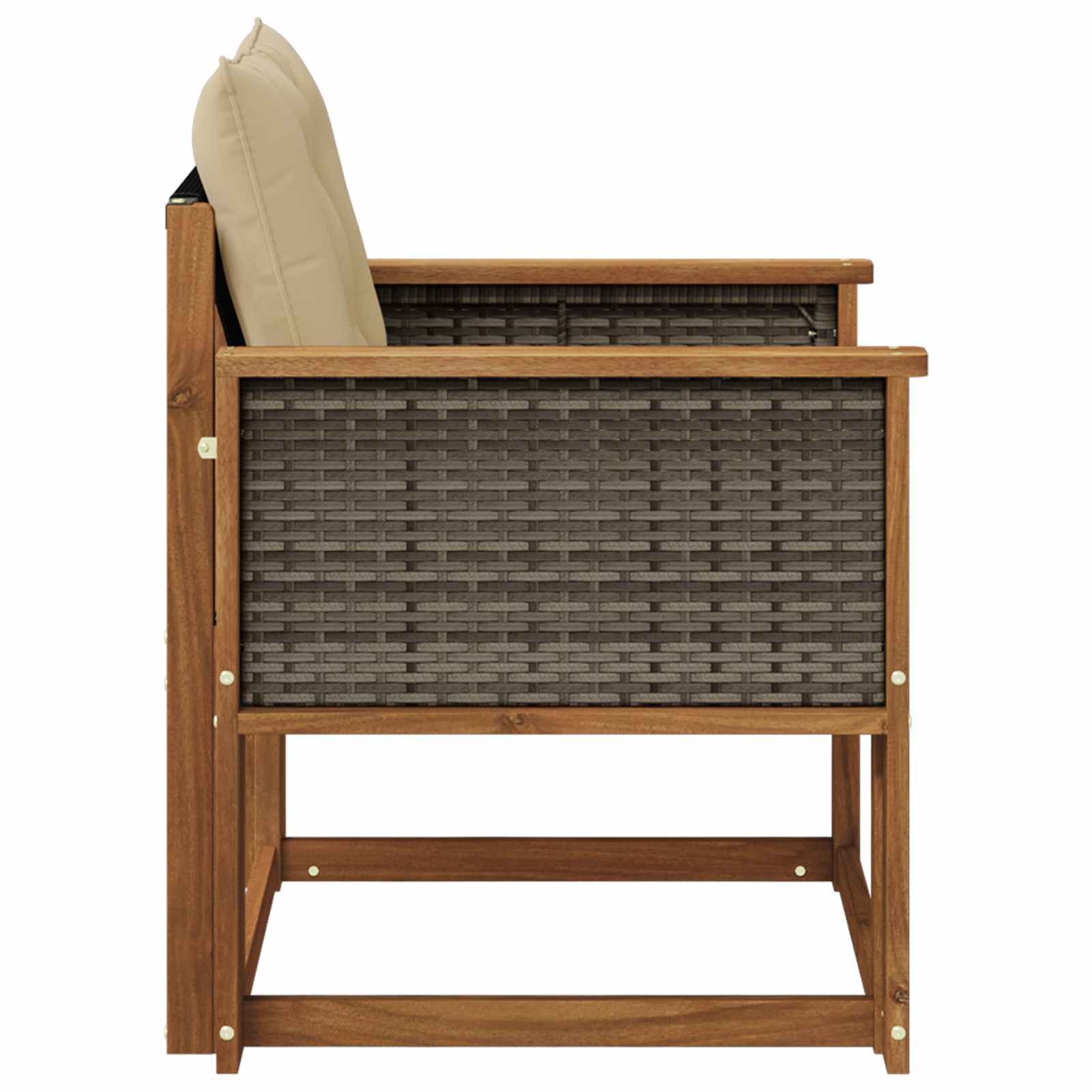 Buiten Midden Sofa Massief Acaciahout Naturel Grijs riet