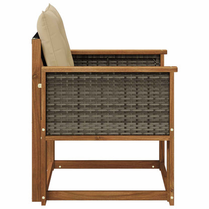 Buiten Midden Sofa Massief Acaciahout Naturel Grijs riet