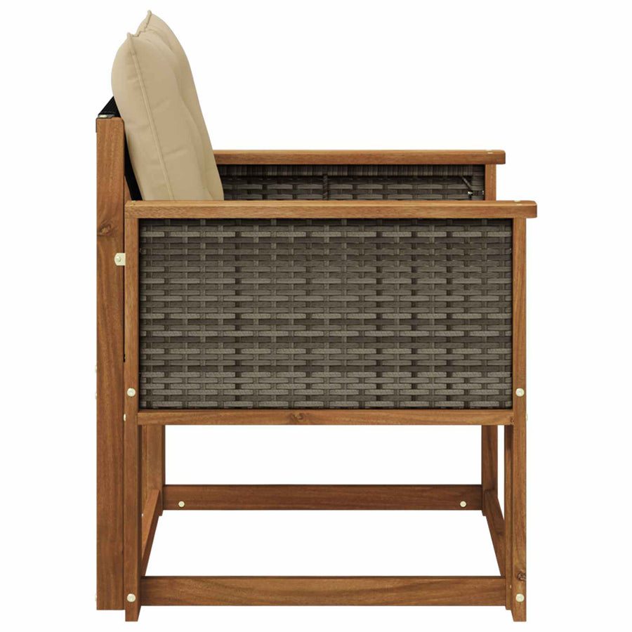 Buiten Midden Sofa Massief Acaciahout Naturel Grijs riet