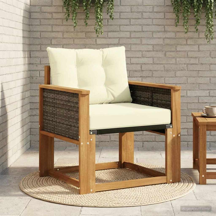 Buiten Midden Sofa Massief Acaciahout Naturel Grijs riet