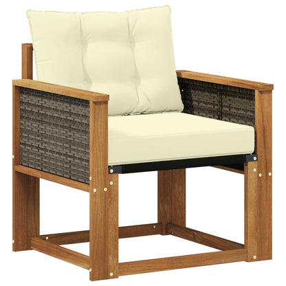 Buiten Midden Sofa Massief Acaciahout Naturel Grijs riet