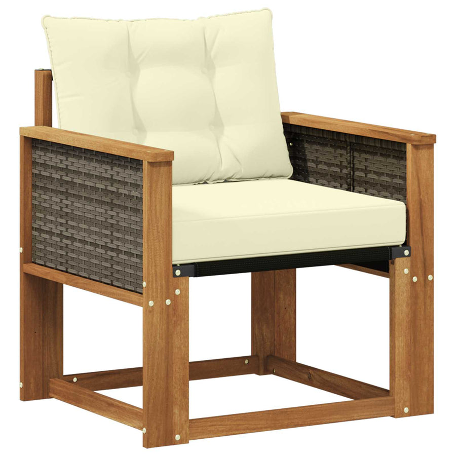Buiten Midden Sofa Massief Acaciahout Naturel Grijs riet