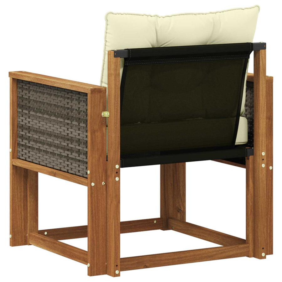 Buiten Midden Sofa Massief Acaciahout Naturel Grijs riet