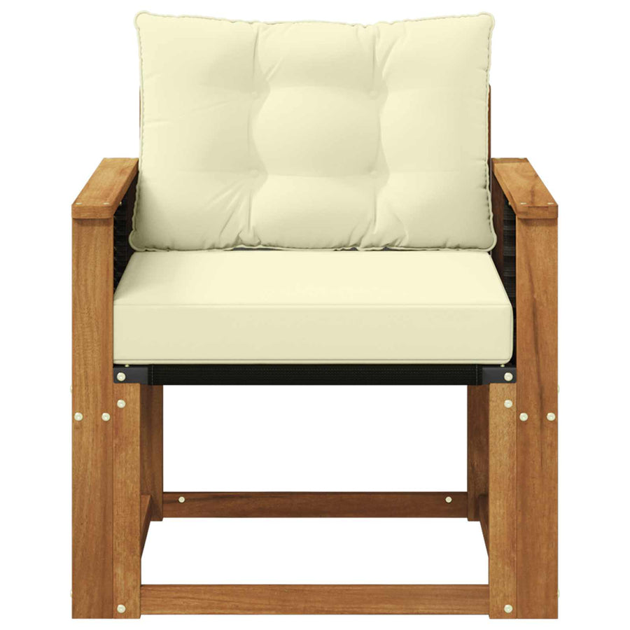 Buiten Midden Sofa Massief Acaciahout Naturel Grijs riet