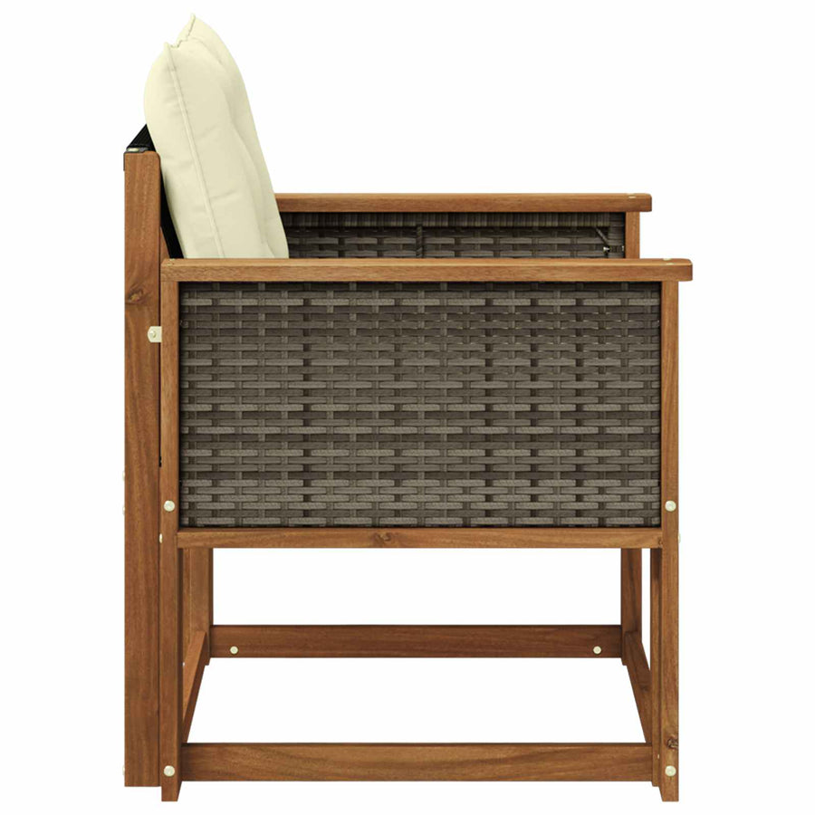 Buiten Midden Sofa Massief Acaciahout Naturel Grijs riet