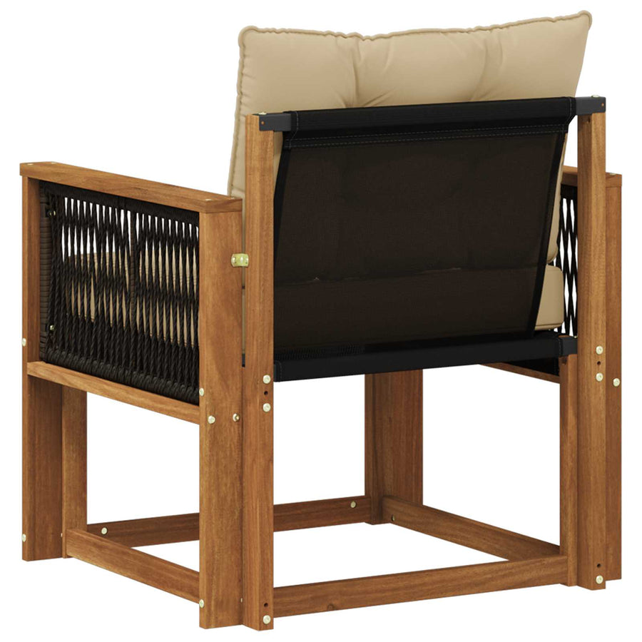Buiten Midden Sofa Massief Acaciahout Naturel Zwart touw