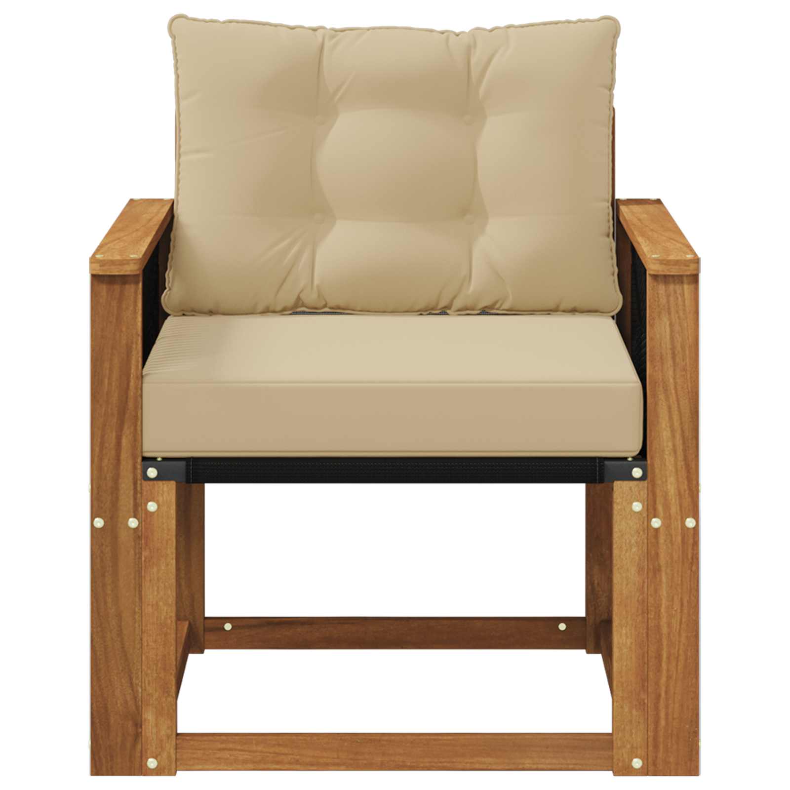 Buiten Midden Sofa Massief Acaciahout Naturel Zwart touw