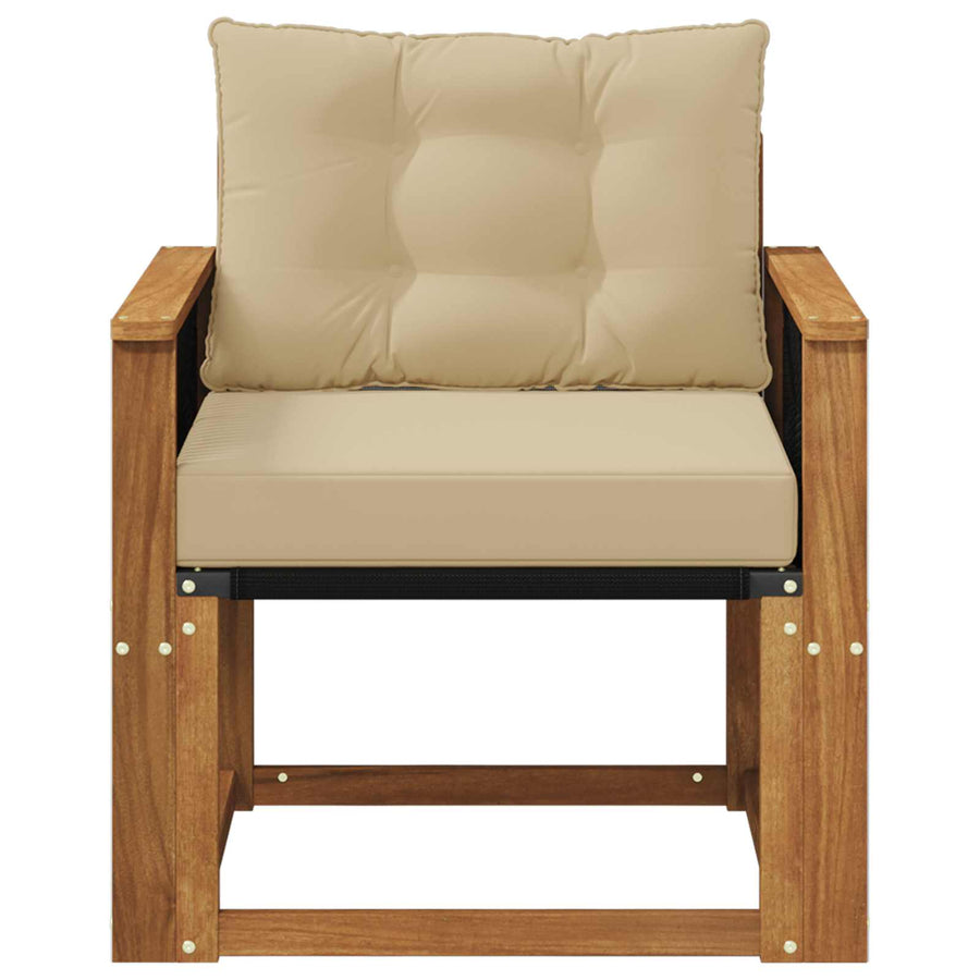 Buiten Midden Sofa Massief Acaciahout Naturel Zwart touw
