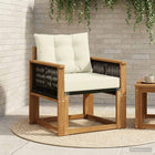 Outdoor Center Sofa Solid Acacia Wood Natural Black Rope