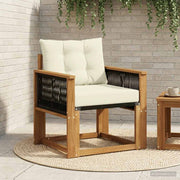 Sofa massief acaciahout naturel zwart touw