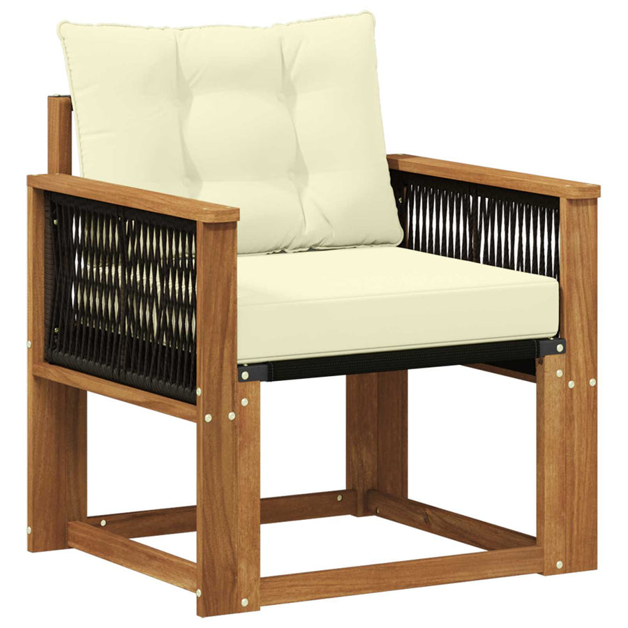 Buiten Midden Sofa Massief Acaciahout Naturel Zwart touw