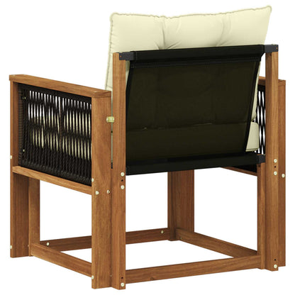 Buiten Midden Sofa Massief Acaciahout Naturel Zwart touw