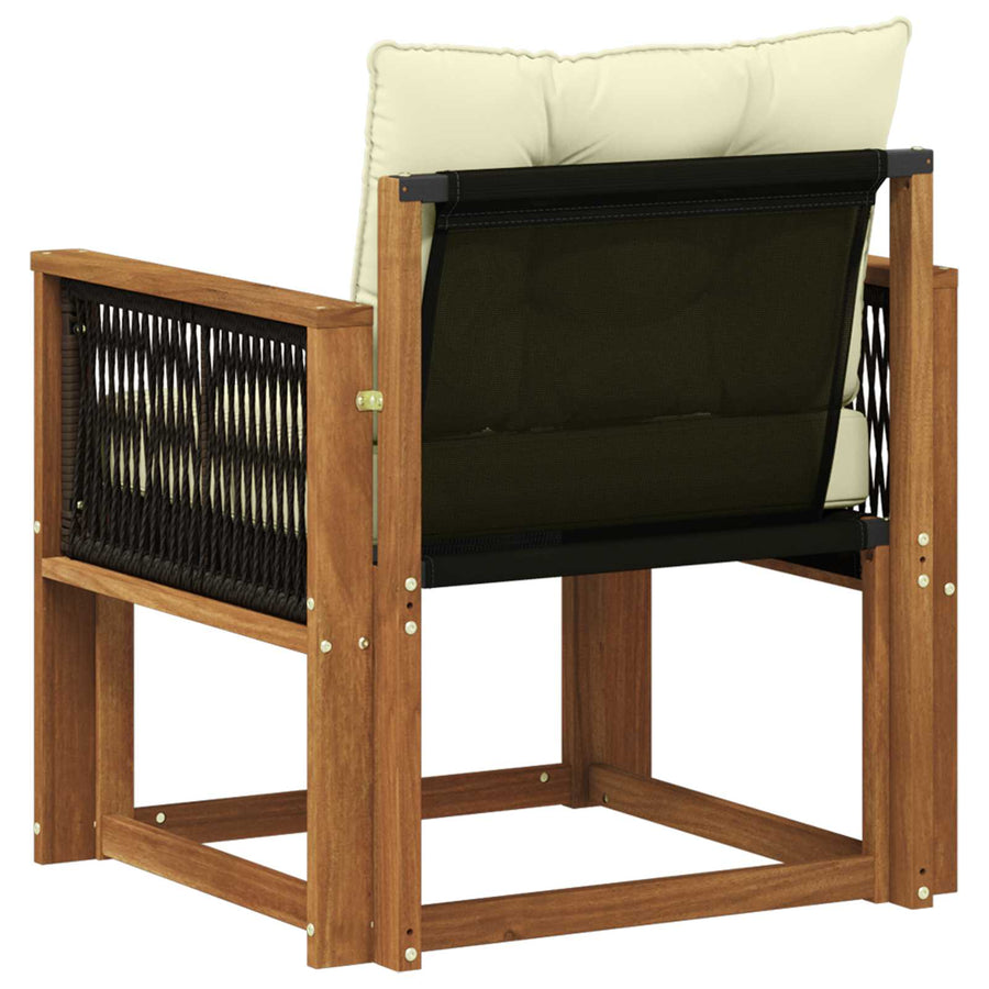 Buiten Midden Sofa Massief Acaciahout Naturel Zwart touw