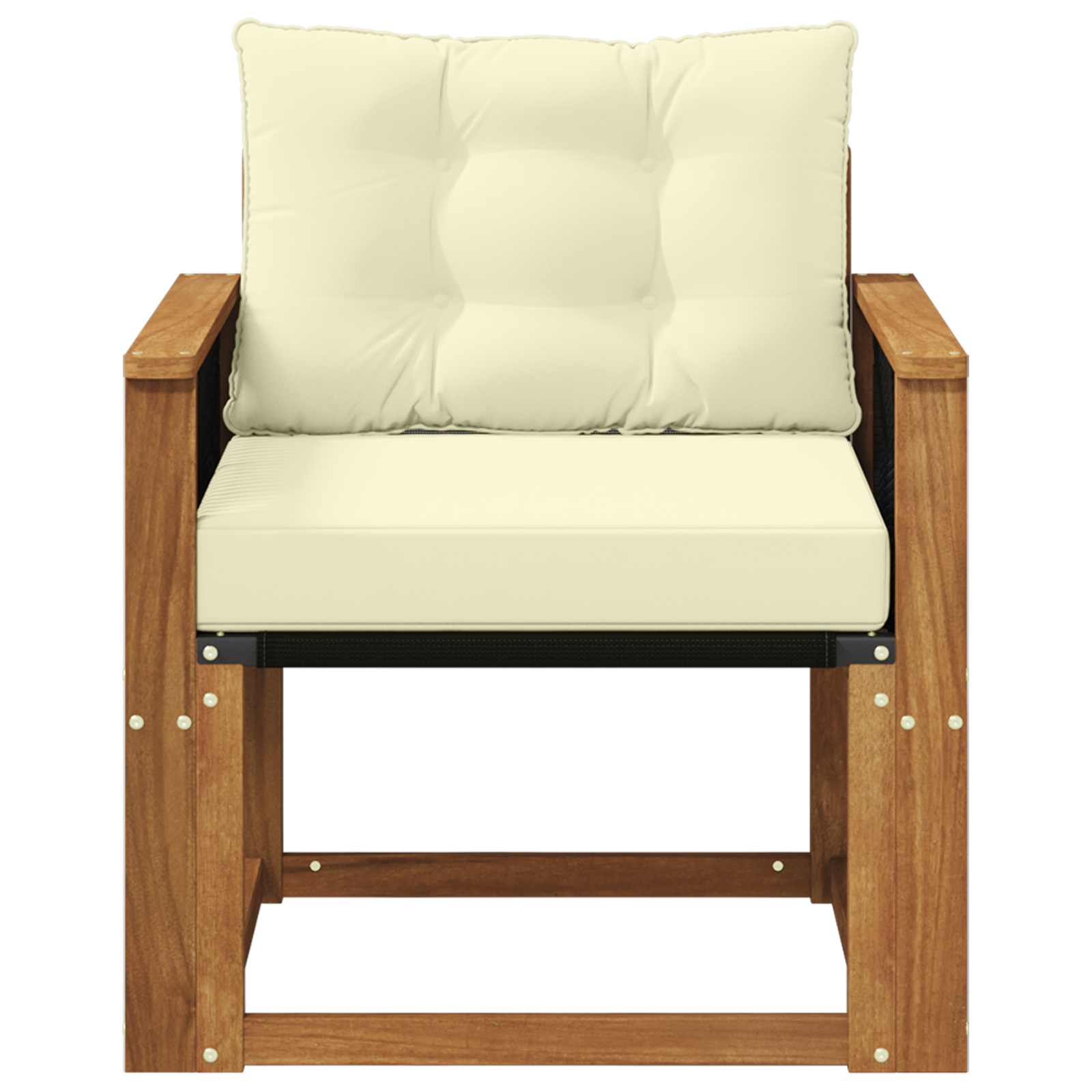 Buiten Midden Sofa Massief Acaciahout Naturel Zwart touw