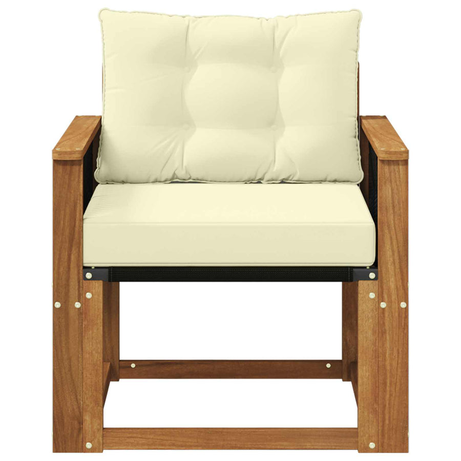 Buiten Midden Sofa Massief Acaciahout Naturel Zwart touw
