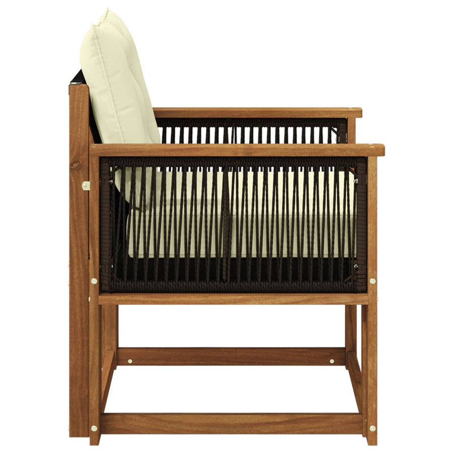 Buiten Midden Sofa Massief Acaciahout Naturel Zwart touw