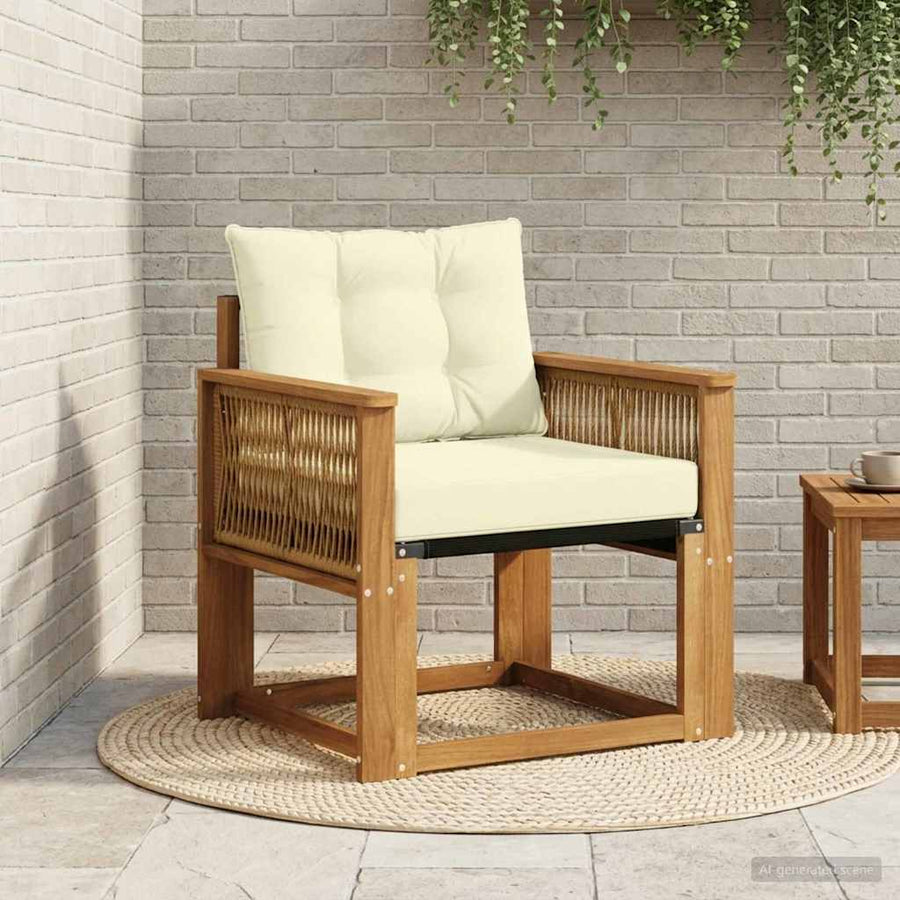 Buiten Midden Sofa Massief Acaciahout en Textilene Naturel